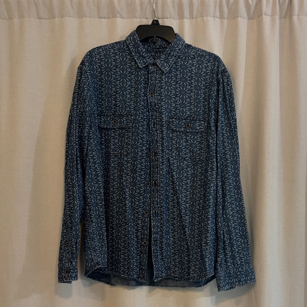 Express Men's Denim Blue Floral Shirt